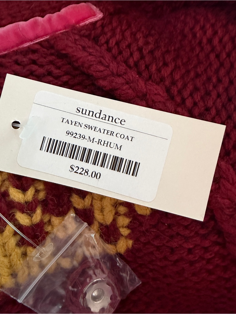 Sundance Women’sSouthwestern Cardigan Duster Sweater Coat Burgundy Boho NWT - Picture 9 of 11